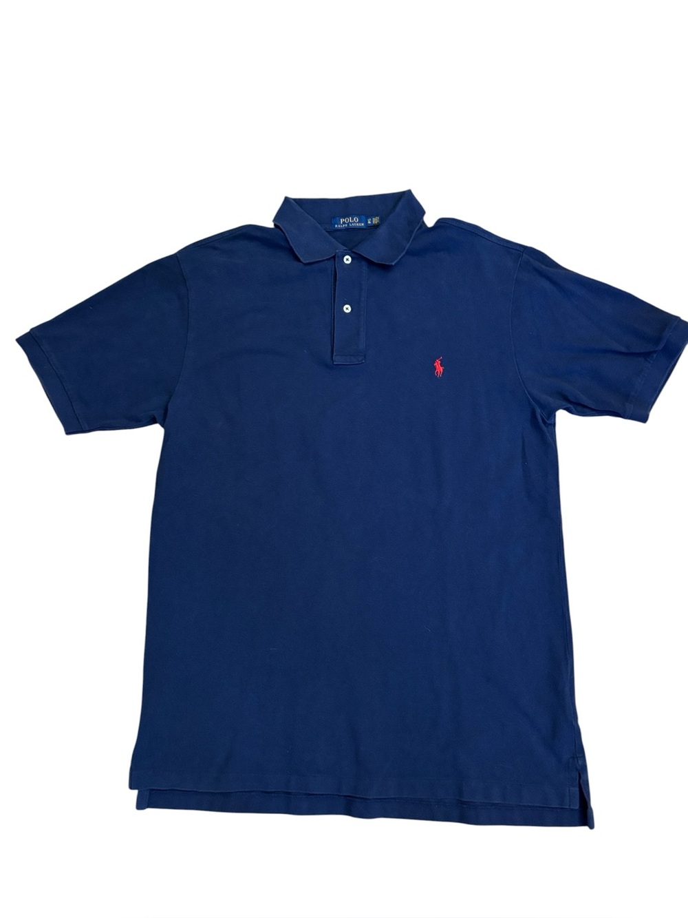 Polo by Ralph Lauren Navy Blue Pony Logo Polo Short Sleeve Cotton‎ Shirt Size LT